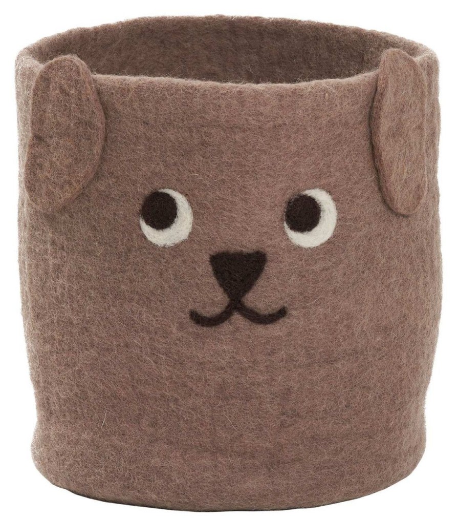 Kinderwelt Klippan Aufbewahrung | Klippan Hundchen Aufbewahrungskorb (Filz) Furs Kinderzimmer Hohe 23 Cm O 20 Cm Braun