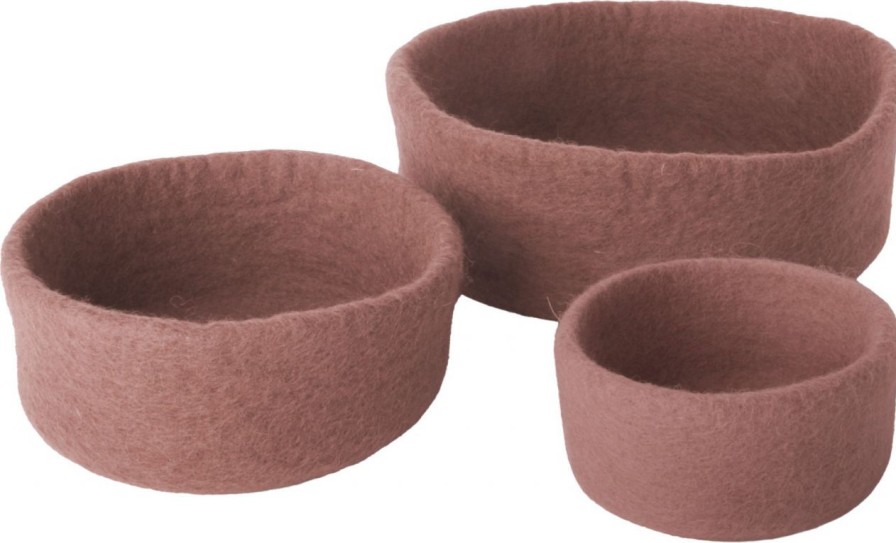 Wohnen Gry & Sif Dekoplatten & &Schalen | Gry & Sif Interieur Schale Filz 3Er Set O 12 / 17 / 23 Cm