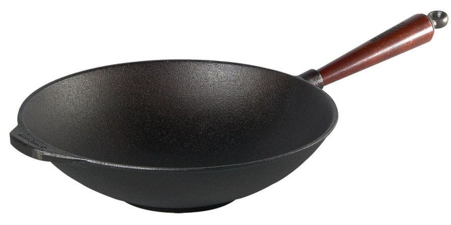 Kuche & Haushalt Skeppshult Verschiedenes | Skeppshult Traditional Buchenholzgriff Wok O 30 Cm Gusseisen