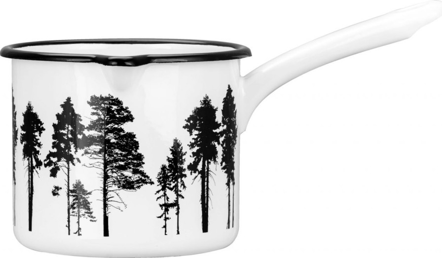 Kuche & Haushalt Muurla Topfe& Stieltopfe & Sauteusen | Muurla Nordic Der Wald Sauteuse 1,3 L Emaille Schwarz, Weis