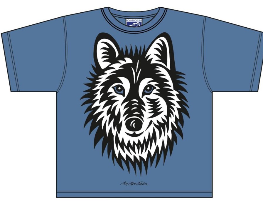 Kinderwelt Bo Bendixen Oberbekleidung | Bo Bendixen Unisex Kinder T-Shirt Blau Wolf