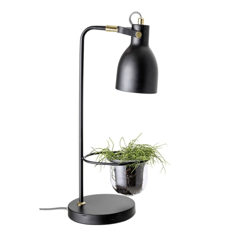 Wohnen Bloomingville | Bloomingville Tischleuchte Schwarz, Metall Mit Glasfgefas Hohe 49 Cm