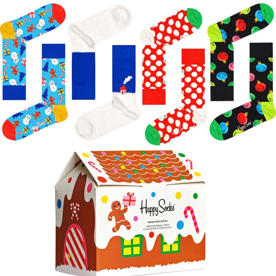 Fashion Happy Socks Strumpfe | Happy Socks Unisex Strumpfe Weihnachtszeit Geschenkbox 4 Stk.