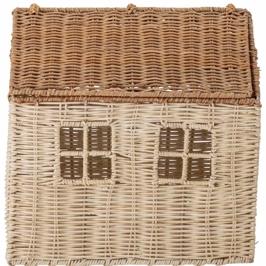 Kinderwelt Bloomingville Mini Puppen & Zubehor | Bloomingville Mini Puppenhaus Mit Deckel Rattan Hohe 30 Cm Breite 25 Cm Lange 30 Cm Natur