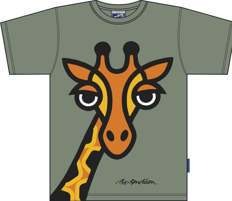 Fashion Bo Bendixen Shirts | Bo Bendixen Unisex T-Shirt Grun Giraffe