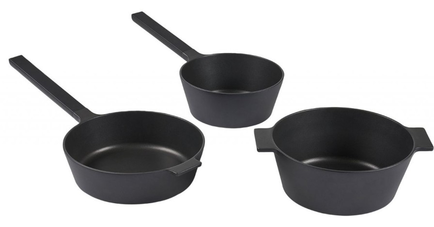 Kuche & Haushalt Morsø Verschiedenes | Morso N.A.C Topfset 3 Tlg. Topf 1,8 L / Brater 3,4 L / Sautepfanne O 24 Cm Alu Schwarz