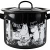 Kuche & Haushalt Muurla Topfe& Stieltopfe & Sauteusen | Muurla Mumin Topf Emaille 1,5 L Schwarz, Weis