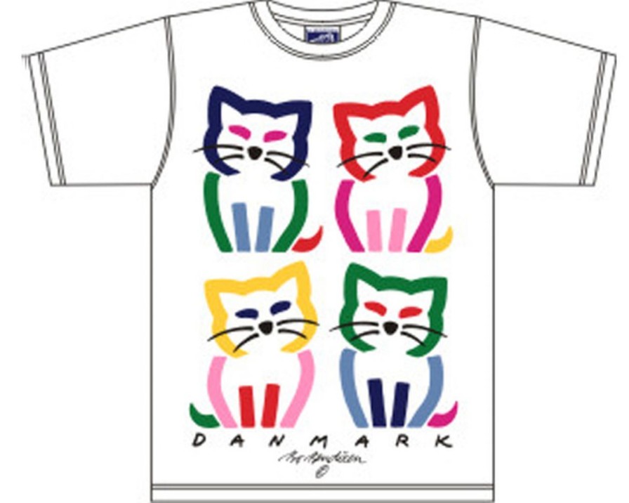 Fashion Bo Bendixen Shirts | Bo Bendixen Unisex T-Shirt Weis 4 Katzen