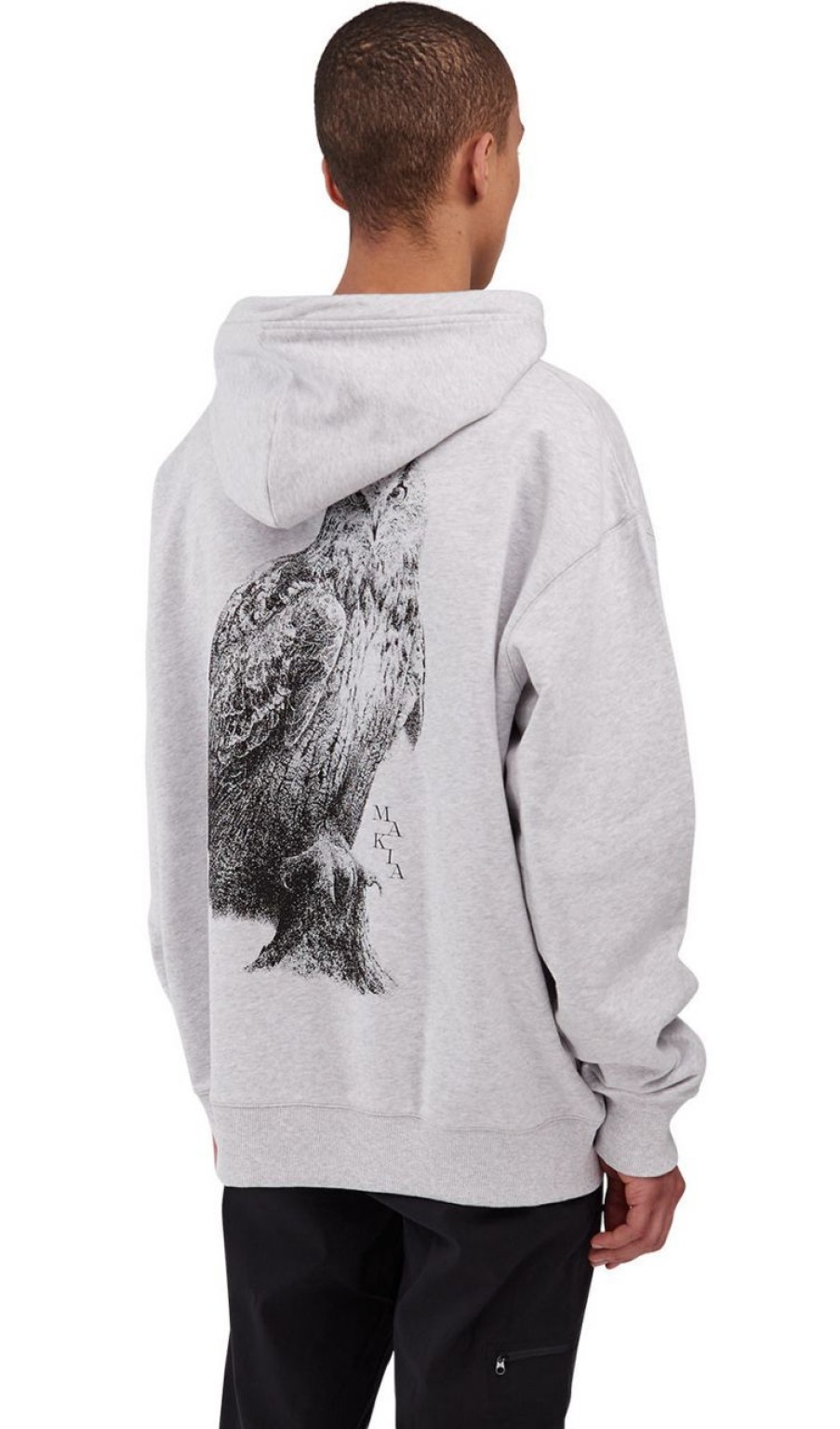 Fashion Makia Clothing Pullover& Sweatshirts & Strickjacken | Makia Clothing X Danny Larsen Herren Fleece Kapuzenpullover Mit Eulenprint Grau / Schwarz Avem