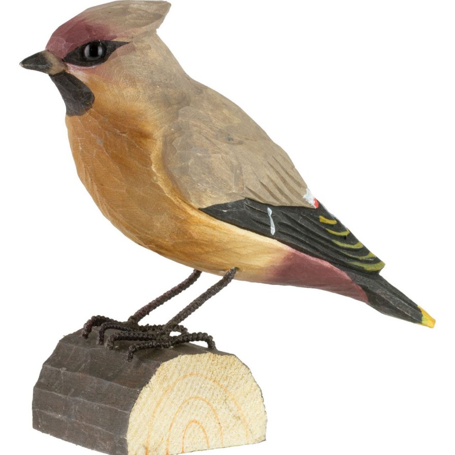 Geschenke Wildlife Garden | Wildlife Garden Decobird Seidenschwanz Handgeschnitzt