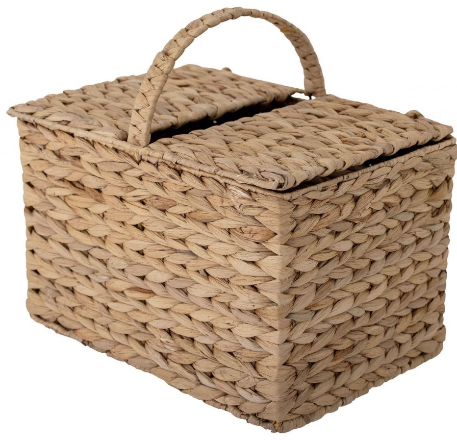 Wohnen Bloomingville | Bloomingville Aufbewahrungskorb Mit Deckel Wasserhyazinthe H 33 Cm B 35 Cm L 36 Cm Natur Jasmy