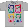 Fashion Bo Bendixen Shirts | Bo Bendixen Unisex T-Shirt Grau Melange 4 Katzen