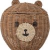 Kinderwelt Bloomingville Mini Aufbewahrung | Bloomingville Mini Aufbewahrungskorb Bar Mit Deckel Rattan Hohe 28 Cm O 28 Cm Braun, Natur