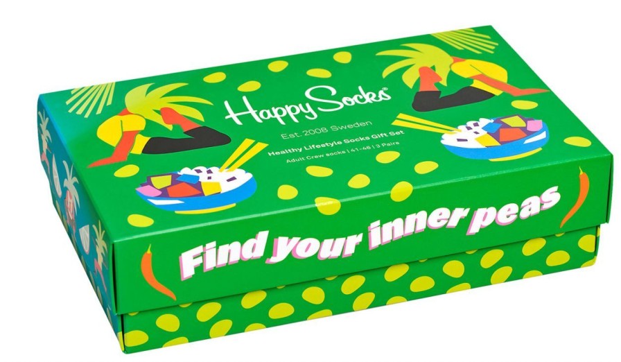 Fashion Happy Socks Strumpfe | Happy Socks Unisex Strumpfe Healthy Lifestyle Geschenkbox 3 Stk.