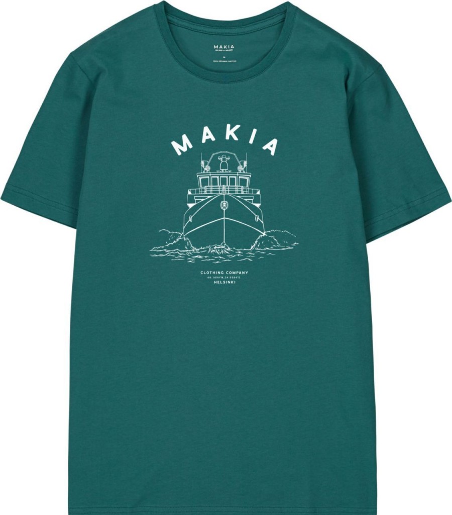 Fashion Makia Clothing Shirts | Makia Clothing Herren T-Shirt Mit Print Mariner Jasper Green Special Edition Fur Scharen & Seen