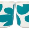 Geschenke Marimekko Japandi | Marimekko Leikko (Schnittblume) Oiva Becher Ohne Henkel 0,2 L 2 Stk. Cremeweis, Teal