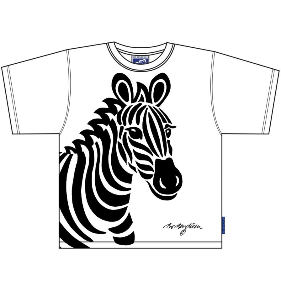 Fashion Bo Bendixen | Bo Bendixen Unisex Kinder T-Shirt Weis Zebra