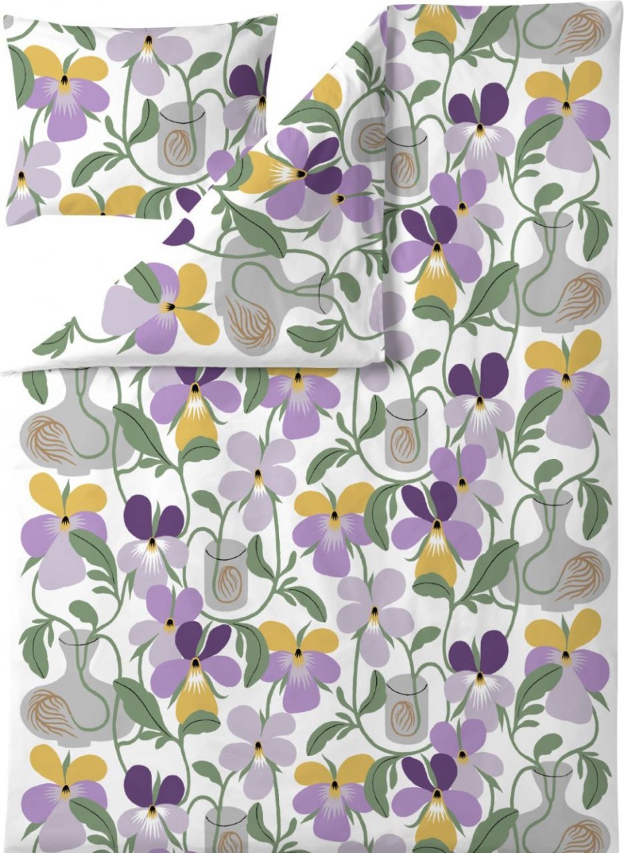 Wohnen Finlayson Bettwasche & Tagesdecken | Finlayson Pistokkaat (Stecklinge) Bettwasche (Satin / Oko-Tex) 150X210 Cm / 50X60 Cm Violett