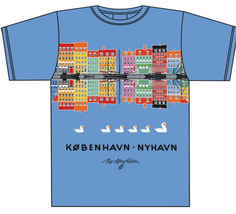 Fashion Bo Bendixen Shirts | Bo Bendixen Unisex T-Shirt Blau Nyhavn Reflektion