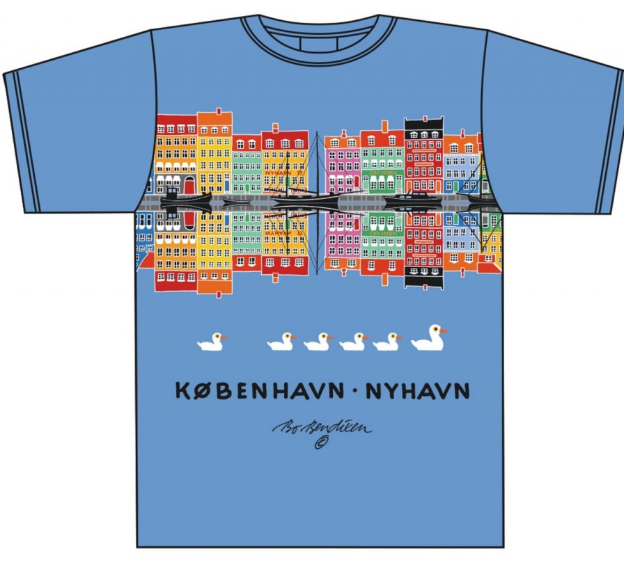 Fashion Bo Bendixen Shirts& Tops & Kleider | Bo Bendixen Unisex T-Shirt Blau Nyhavn Reflektion