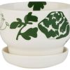 Geschenke Marimekko Dunkelgrun & Die Trendfarbe | Marimekko Elokuun Varjot (Augustschatten) Oiva Blumenubertopf Hohe 10,2 Cm O 13,5 Cm Cremeweis, Grun