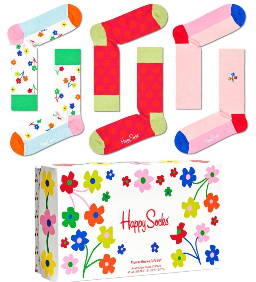 Fashion Happy Socks Strumpfe | Happy Socks Unisex Strumpfe Flower Geschenkbox 3 Stk.