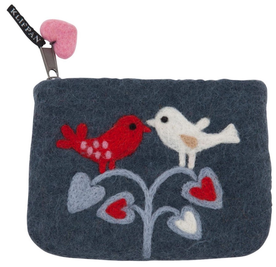 Fashion Klippan Taschen & Accessoires | Klippan Lovebirds Filzborse 10X14 Cm Handarbeit