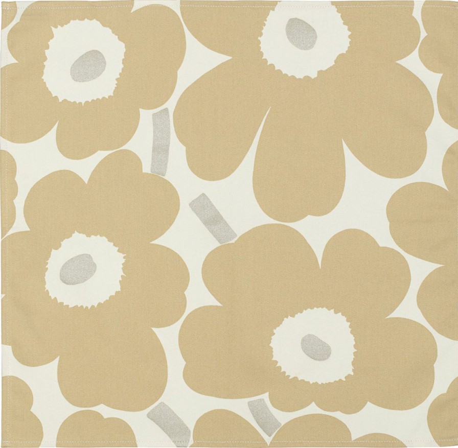 Kuche & Haushalt Marimekko Stoffservietten | Marimekko Unikko Stoffserviette (Satin) 6 Stk. Cremeweis, Silber, Beige