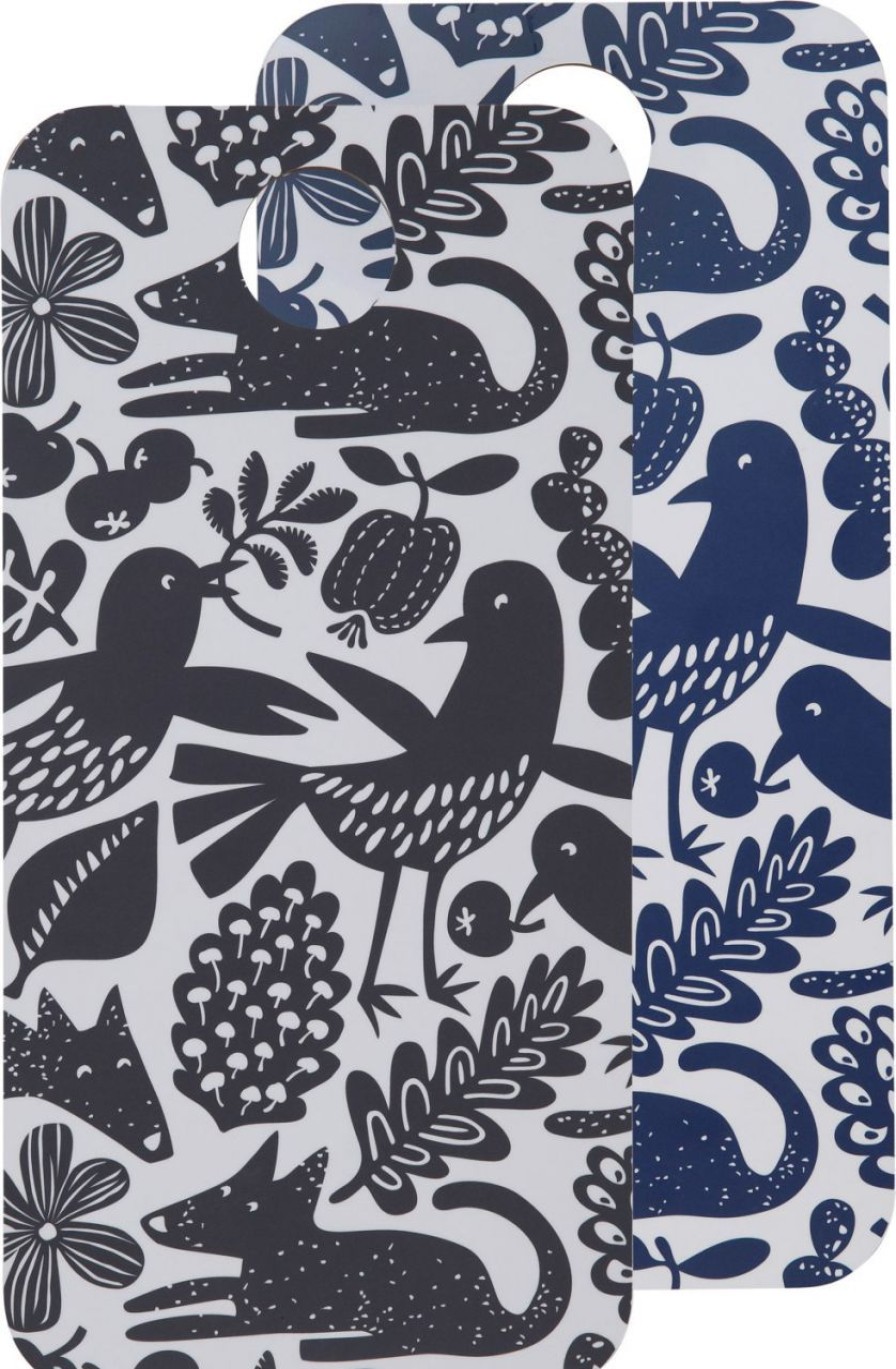 Kuche & Haushalt Bengt & Lotta Servierbretter & Fruhstucksbretter | Bengt & Lotta Frieden Schneidebrett / Servierbrett 20X40 Cm Blau, Weis / Schwarz, Weis Mit 2 Verschi