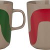 Geschenke Marimekko Dunkelgrun & Die Trendfarbe | Marimekko Seireeni (Sirene) Oiva Becher 0,25 L 2 Stk. Terra, Grun, Rot