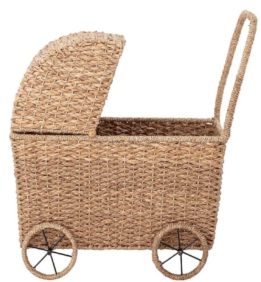 Kinderwelt Bloomingville Holz & Lernspielzeug | Bloomingville Puppenwagen Bankuangras Natur Hohe 64 Cm Breite 36 Cm Lange 53 Cm