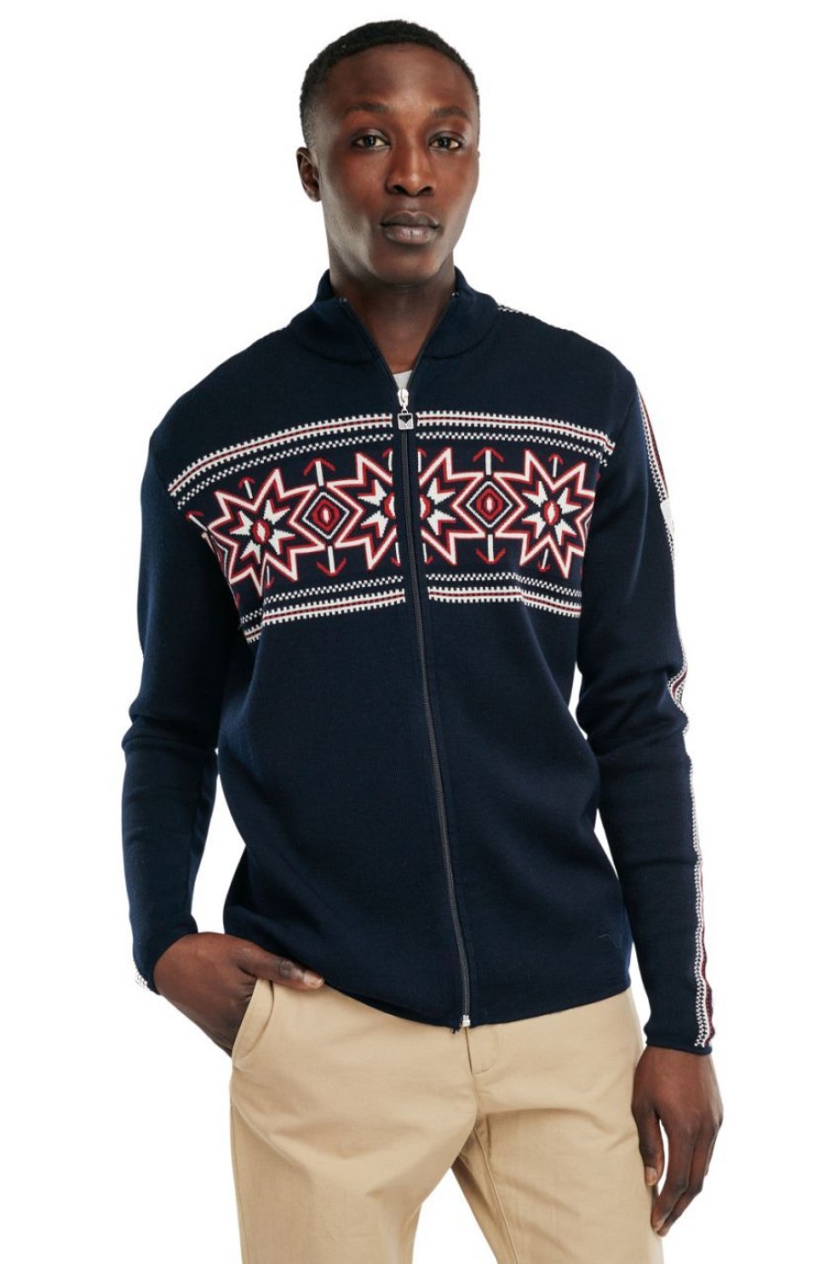 Fashion Dale of Norway Pullover& Sweatshirts & Strickjacken | Dale Of Norway Herren Merino Strickjacke Marine, Himbeer Tindefjell