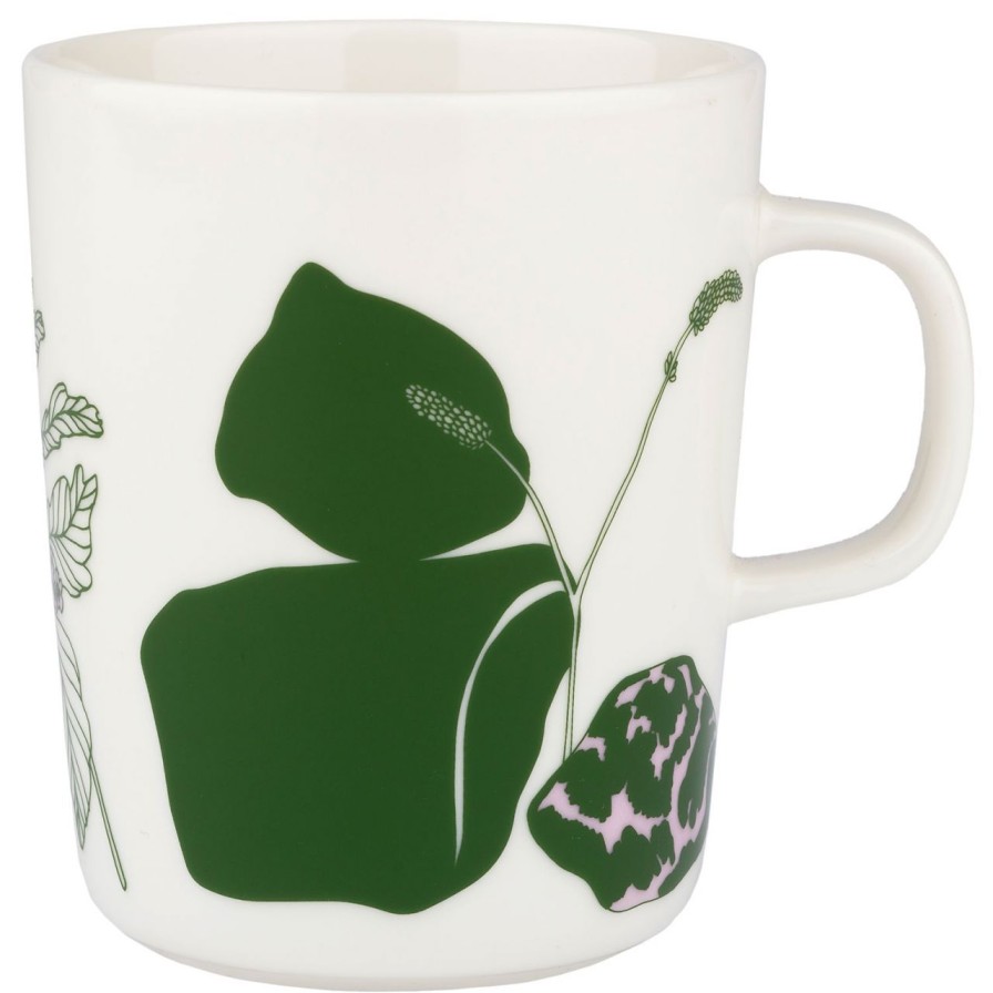 Geschenke Marimekko Japandi | Marimekko Elokuun Varjot (Augustschatten) Oiva Becher 0,25 L Cremeweis, Grun, Blassrosa