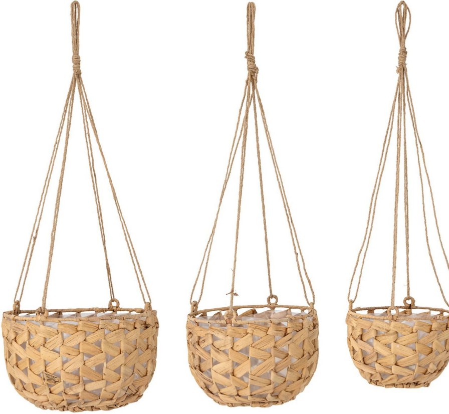 Wohnen Bloomingville Blumenubertopfe & Accessoires | Bloomingville Blumenubertopf Z. Hangen Wasserhyazinthe 3Er Set H 70 Cm O 19 Cm / O 23 Cm / O 27 Cm