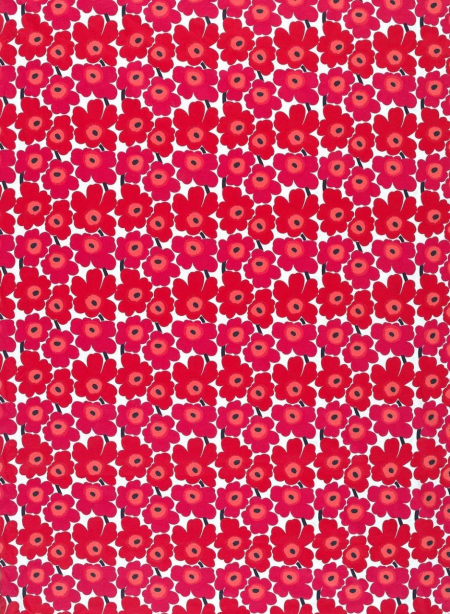 Geschenke Marimekko Finnland | Marimekko Unikko Mini Rot Weis Stoff 1X1,4 M